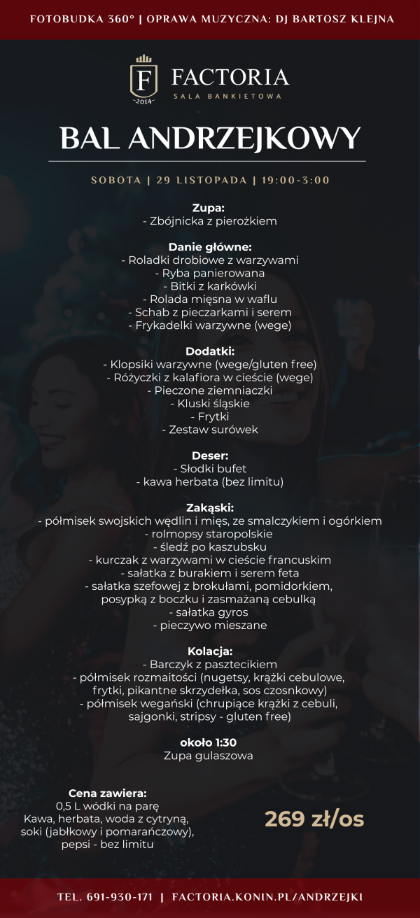BAL ANDRZEJKOWY menu factoria